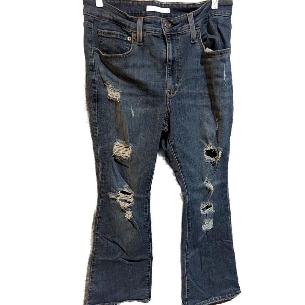 Levi's 726 High Rise Flare Distressed Stretchy Jeans Size 31x30